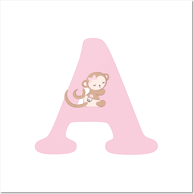 A - pink - ape Wall Art by Cuddles and chaos